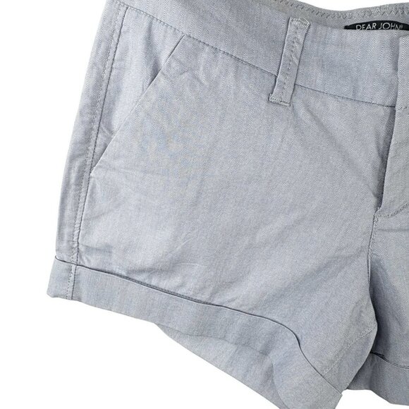 Dear John Chambray Blue Mini Oxford Shorts Herringbone Design Women’s 29 COASTAL - Picture 3 of 9